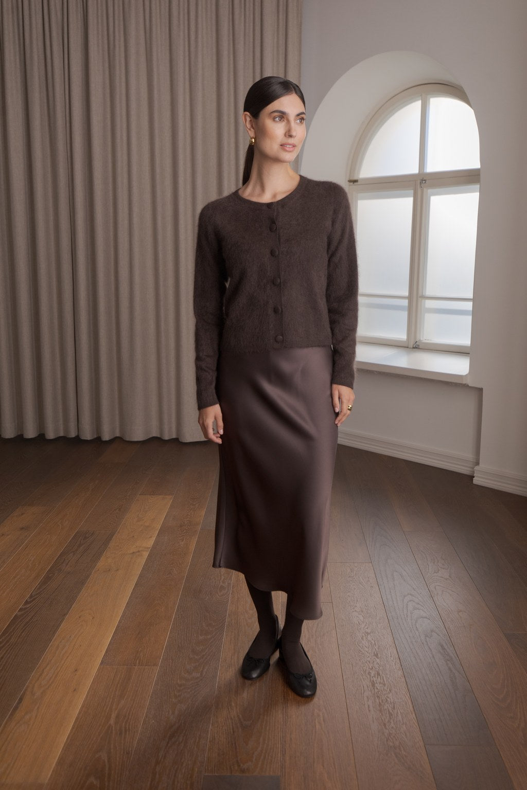 Pitkähihainen kashmirneuletakki, Dark chocolate