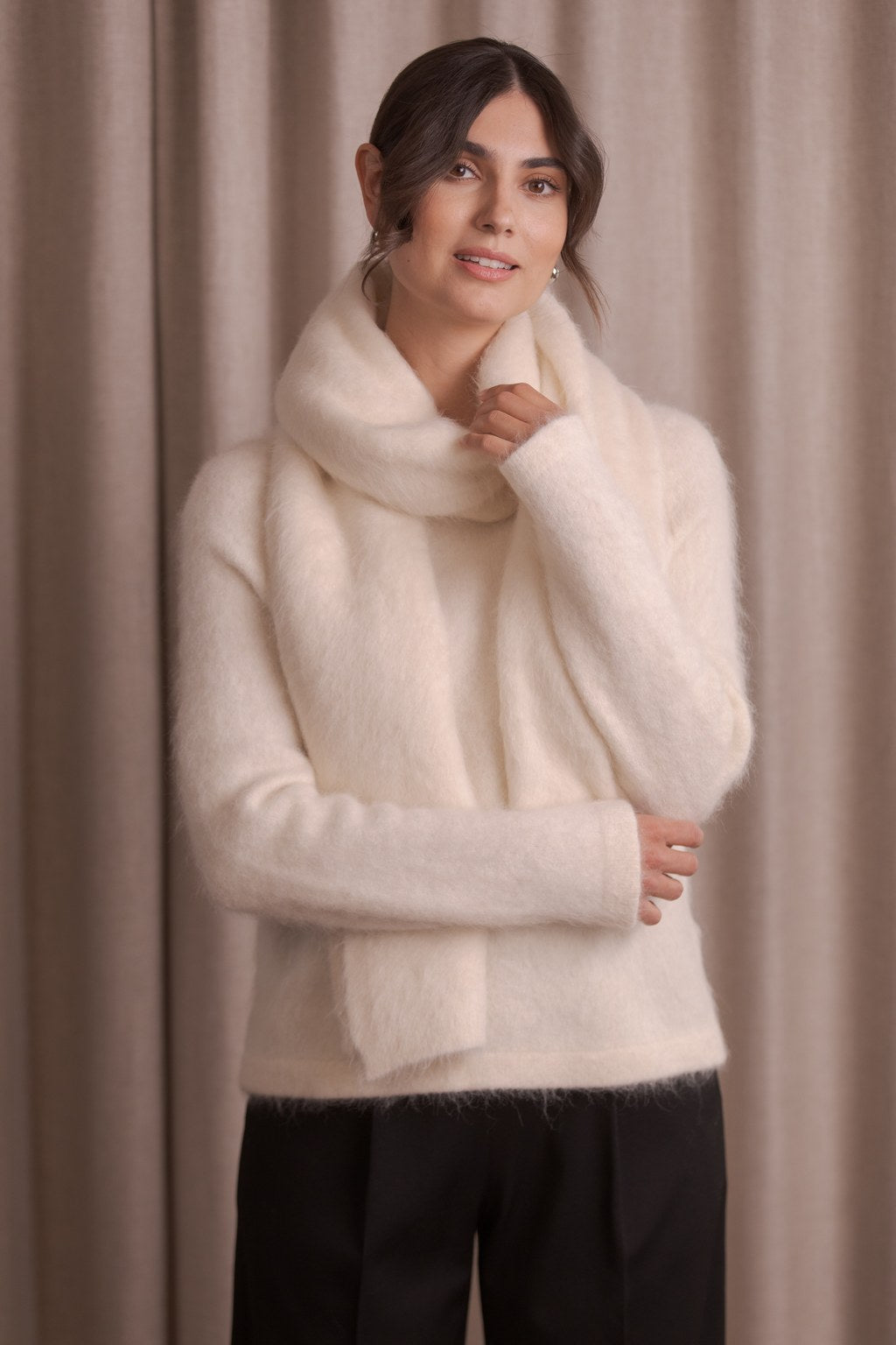 Original Storyn alpakkasekoitehuivi sävyssä cream