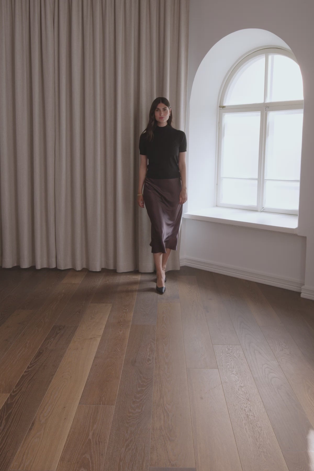 Midi satin skirt, Dark chocolate