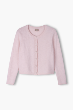 Pitkähihainen harjattu kashmirneuletakki, pale pink