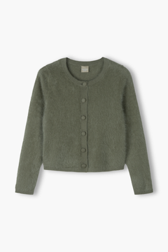 Pitkähihainen harjattu kashmirneule, light olive