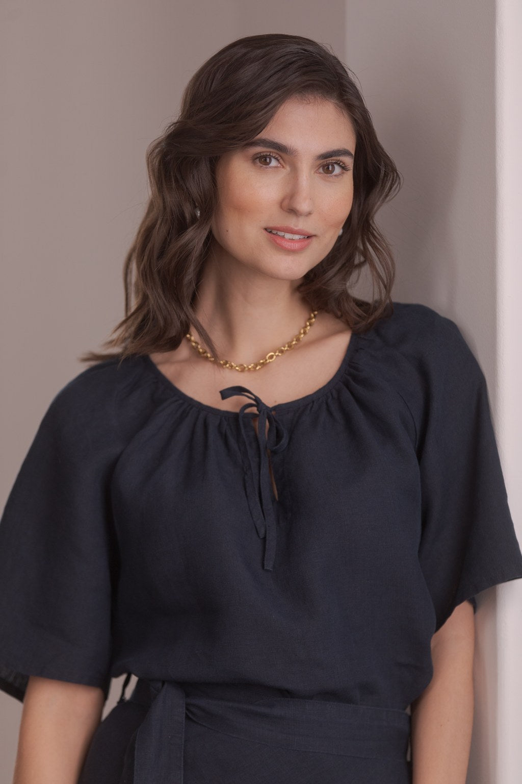 Leveähihainen pellavapaita, Dark navy