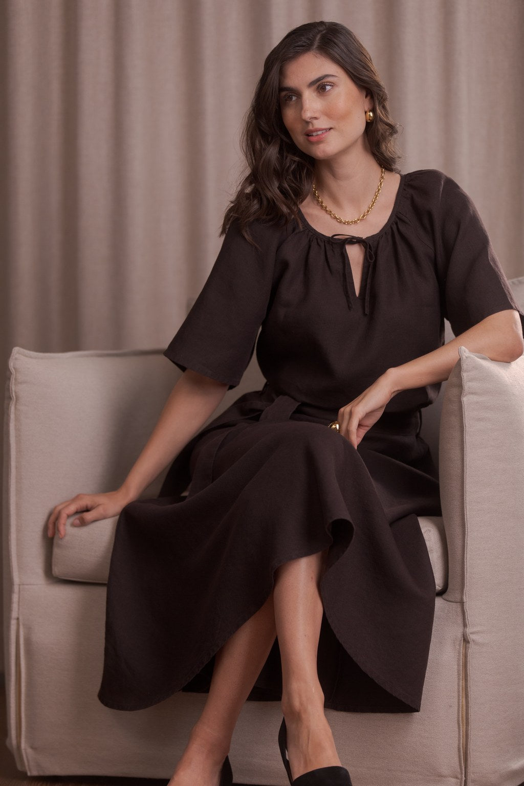 Leveähihainen pellavapaita, Dark chocolate