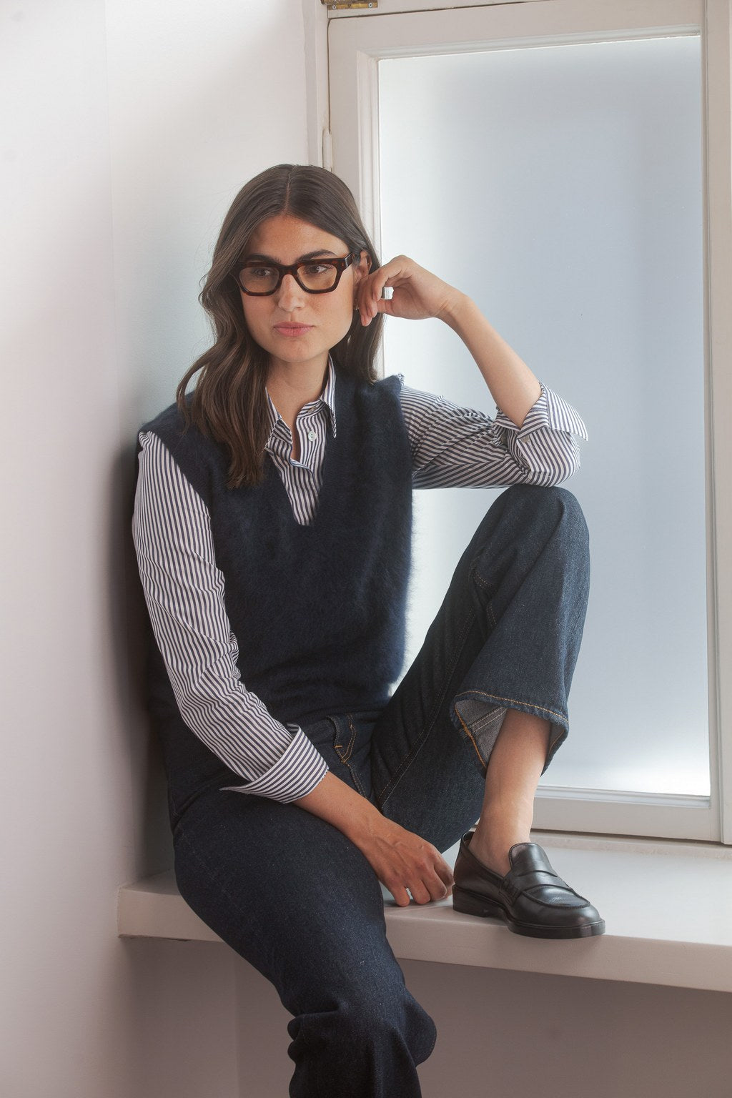 Orgaaninen puuvillakauluspaita, Dark navy