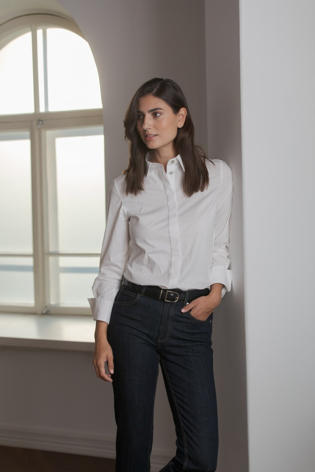 Puuvillakauluspaita, White