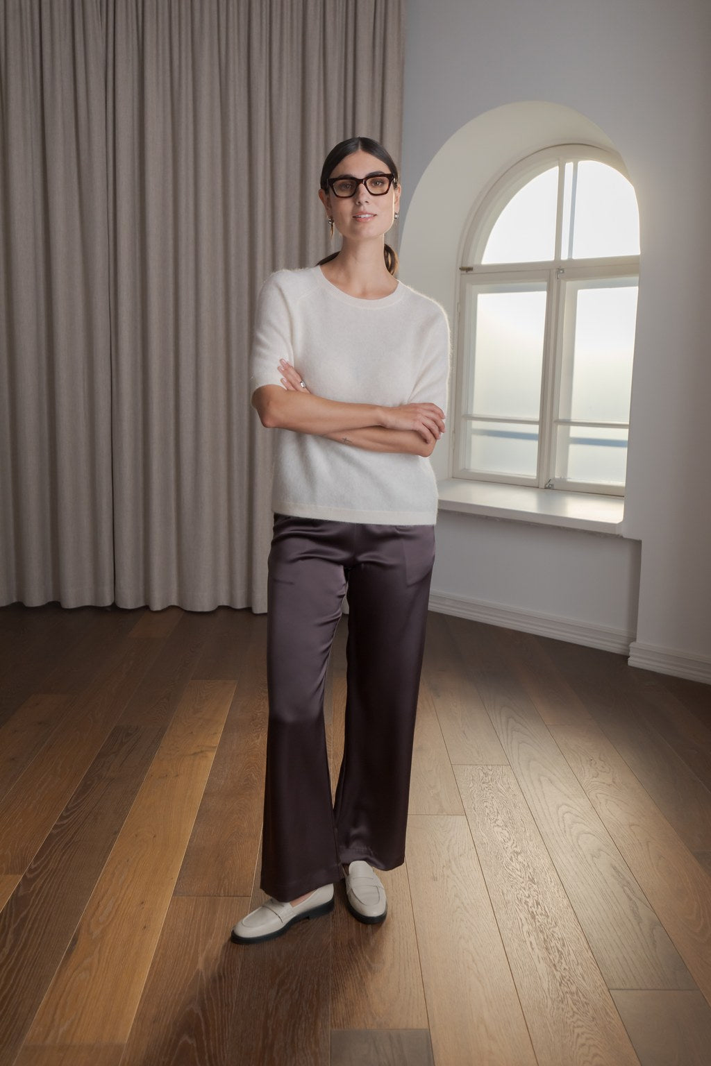 Lyhythihainen kashmirneule, Cream