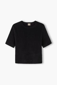 Lyhythihainen harjattu kashmirneule, black