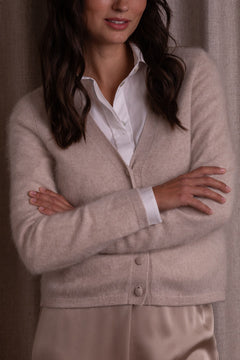 Original Storyn pitkähihainen kashmirneuletakki, jossa v-kaula-aukko, sävyssä latte