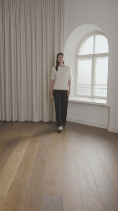 Original Storyn lyhythihainen alpakkasekoiteneule, cream