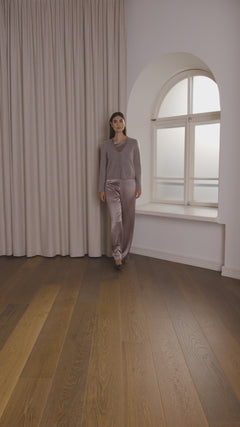 pitkähihainen kashmirneuletakki v-kaula-aukolla, nougat